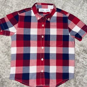 Old Navy boys plaid collared button up shirt boys size small